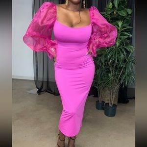 Puff sleeve midi dress